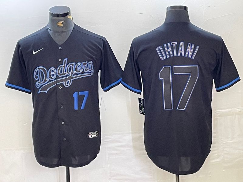 Men Los Angeles Dodgers #17 Ohtani Black Fashion Nike Game MLB Jersey style 10